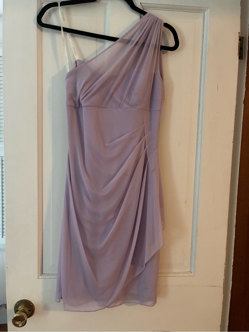 David's Bridal Lavender One-Shoulder Chiffon Dress